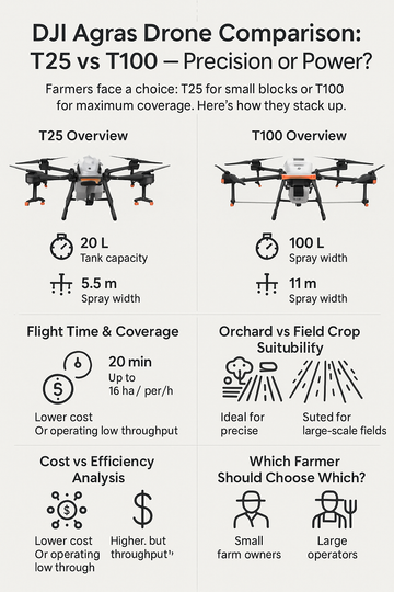 DJI Agras Drone Comparison: T25 vs T100 — Precision or Power?