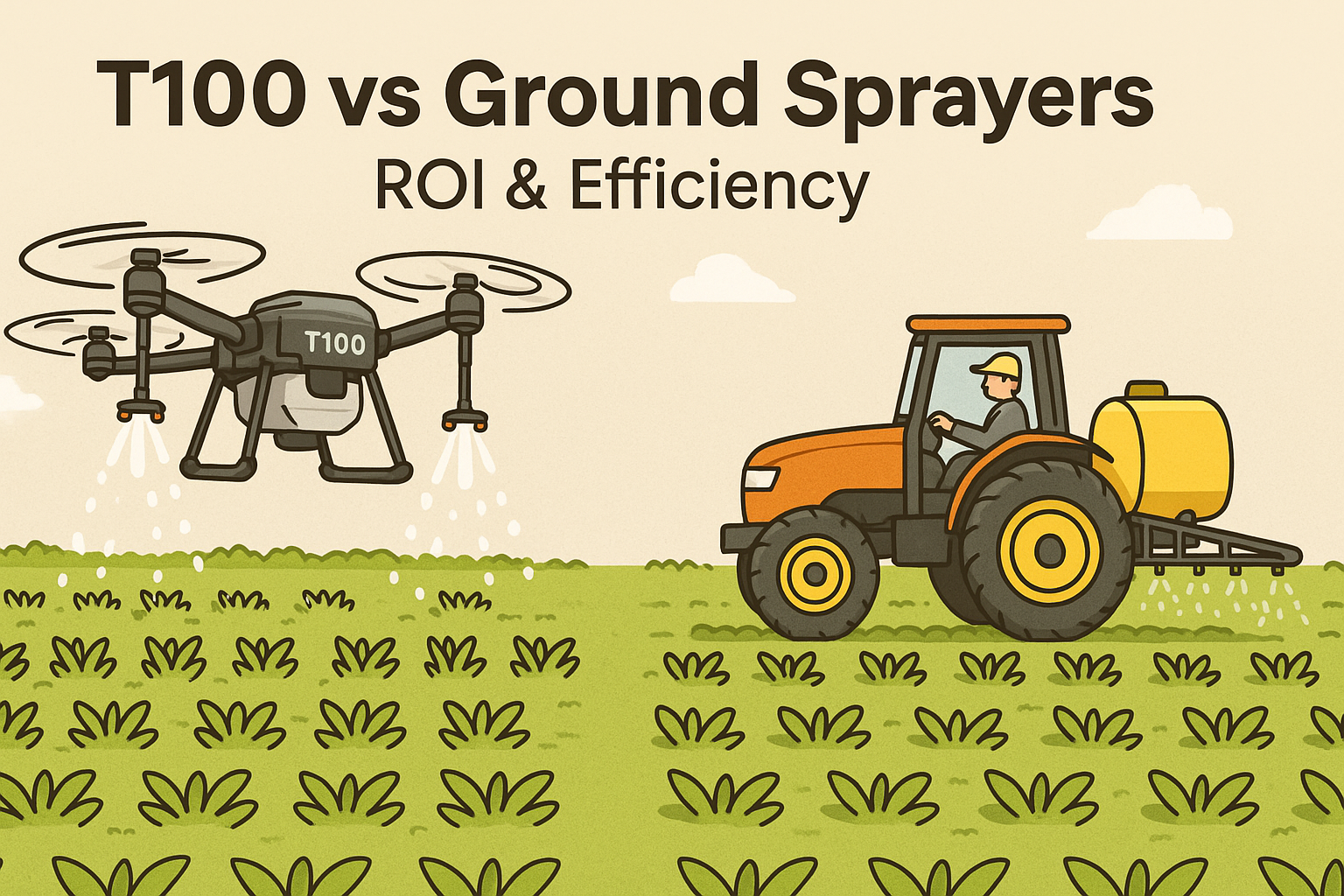 T100 vs Ground Sprayers: ROI & Efficiency