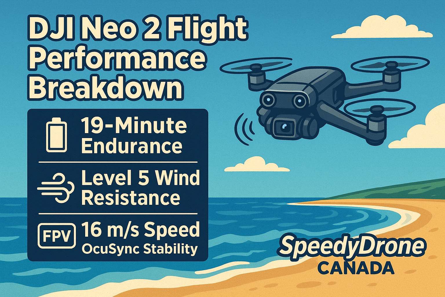 Neo 2 Flight Performance Breakdown: 19-Minute Endurance, Level 5 Wind Resistance & FPV Mode Focus on: battery improvement, speed (16 m/s), OcuSync stability, coastal wind tests