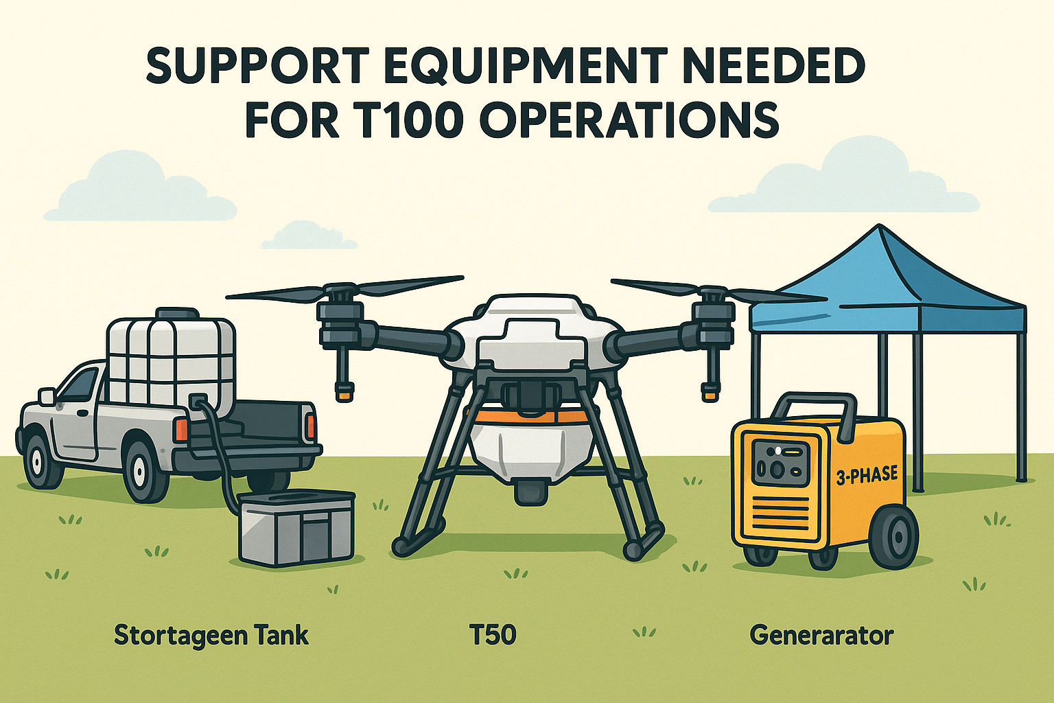 Support Equipment Needed for DJI Agras T100 Operations